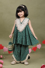 Load image into Gallery viewer, Meher Emerald Bandhani Kurta Salwar Set with Potli