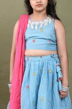 Load image into Gallery viewer, Meher Blue Floral Lehenga Set