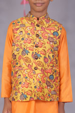 Load image into Gallery viewer, Boys Muslin Jacket & Cotton Silk Kurta Set - CuddlesClothing