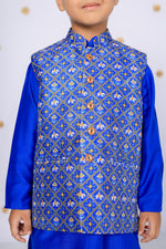 Load image into Gallery viewer, Little Nawab Royal Blue Jacket Set For Boys - CuddlesClothing