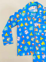 Load image into Gallery viewer, Boys Blue Pokémon Print Cotton Nightsuit Set - CuddlesClothing
