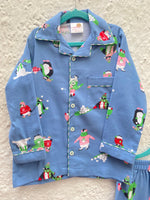 Load image into Gallery viewer, Snowy Day Fun: Penguin & Frog Winter Flannel PJ Set - CuddlesClothing