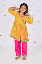 Load image into Gallery viewer, Sunehri Phool Suit Set For Girls In Mul Cotton - CuddlesClothing