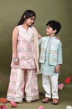Load image into Gallery viewer, Pink Chanderi Embroidered Sharara Set for Girls