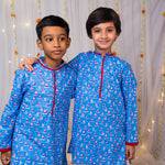 Load image into Gallery viewer, Boys Blue Sailboat Print Cotton Kurta Set - CuddlesClothing