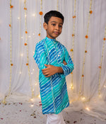 Load image into Gallery viewer, Kids Designer Blue Leheriya Kurta Pajama Set - CuddlesClothing