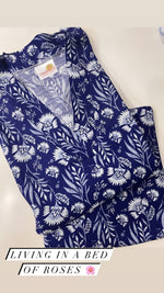 Load image into Gallery viewer, Indigo Floral Pajama Set for Ultimate Comfort in Cotton Rayon - CuddlesClothing