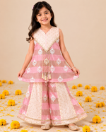 Load image into Gallery viewer, Pink Chanderi Embroidered Sharara Set for Girls