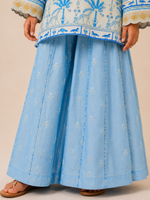 Load image into Gallery viewer, Blue Muslin Front-Open Jacket with Mul Chanderi Sharara Set