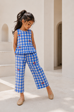 Load image into Gallery viewer, Blue Gingham Unicorn Embroidered Co-ord Set