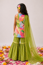 Load image into Gallery viewer, Tropical Floral Kurta Garara Set with Mukaish Dupatta