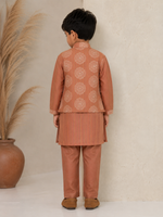 Load image into Gallery viewer, Rust Deer Motif Georgette Kurta Jacket Set