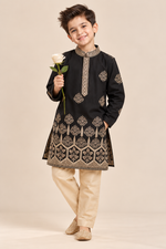 Load image into Gallery viewer, Siyah Zari Silk Kurta Set