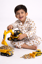 Load image into Gallery viewer, Boys Digger Print Cotton Nightsuit - CuddlesClothing