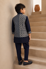 Load image into Gallery viewer, Navy Deer Embroidered Georgette 3 Pc Kurta Set
