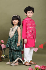 Load image into Gallery viewer, Bandhanraj – Pink Bandhani Print Nehru Jacket Set