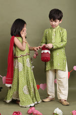 Load image into Gallery viewer, Abeer Green Bandhani Kurta Pajama Set