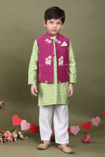 Load image into Gallery viewer, Gokul Bloom Embroidered Kurta Jacket Set for Boys