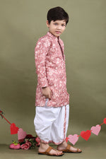 Load image into Gallery viewer, Mrigvan Rose Printed Chikankari Kurta Dhoti Set