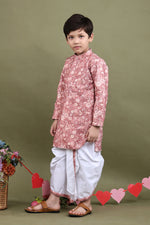 Load image into Gallery viewer, Mrigvan Rose Printed Chikankari Kurta Dhoti Set