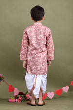 Load image into Gallery viewer, Mrigvan Rose Printed Chikankari Kurta Dhoti Set