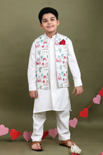 Load image into Gallery viewer, Rajwada Ivory 3-Piece Kurta Jacket Set