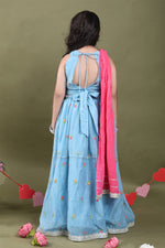 Load image into Gallery viewer, Meher Blue Floral Lehenga Set