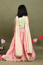 Load image into Gallery viewer, Gulbahar Blush Brocade Lehenga Set for Girls