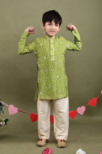 Load image into Gallery viewer, Abeer Green Bandhani Kurta Pajama Set
