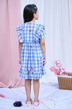 Load image into Gallery viewer, Designer Blue Ruffled Unicorn Embroidery Dress - CuddlesClothing