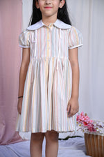 Load image into Gallery viewer, Candy Floss Pastel Stripe Girls Dress - CuddlesClothing