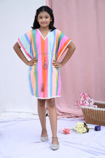 Load image into Gallery viewer, Girls Bohemian Striped Kaftan Dress - CuddlesClothing