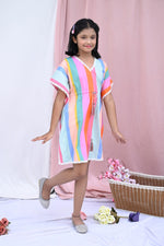 Load image into Gallery viewer, Girls Bohemian Striped Kaftan Dress - CuddlesClothing