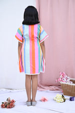 Load image into Gallery viewer, Girls Bohemian Striped Kaftan Dress - CuddlesClothing