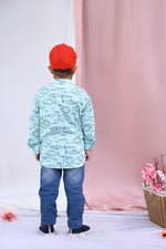 Load image into Gallery viewer, Aqua Blue Marine Print Kurta Shirt for Boys - CuddlesClothing
