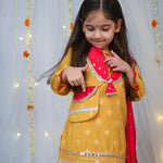 Load image into Gallery viewer, Festive Yellow & Pink Silk Sharara Set for Girls - CuddlesClothing