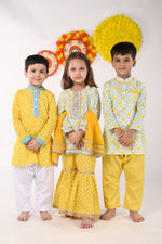 Load image into Gallery viewer, Tejas Festive Ikat Kurta Set For Boys - CuddlesClothing