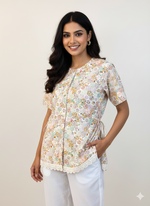 Load image into Gallery viewer, Floral Cotton Shirt Linen Trousers Set for Effortless Style - CuddlesClothing