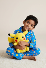 Load image into Gallery viewer, Boys Blue Pokémon Print Cotton Nightsuit Set - CuddlesClothing