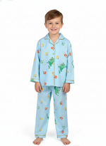 Load image into Gallery viewer, Frogs with Birds Printed Cotton PJ Set - CuddlesClothing