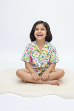 Load image into Gallery viewer, Girls Floral Print Cotton Breathable Kids Summer Nightsuit - CuddlesClothing