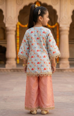 Load image into Gallery viewer, Nazakat Blue & Peach Ethnic Co-ord Set Set For Girls - CuddlesClothing