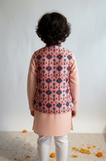 Load image into Gallery viewer, Designer Boys Silk Kurta Pajama & Printed Jacket Set - CuddlesClothing