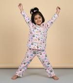 Load image into Gallery viewer, Pink Noah's Ark Animal Print Nightsuit - CuddlesClothing