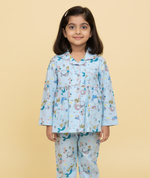 Load image into Gallery viewer, Mermaid Print Cotton Nightsuit for Girls - CuddlesClothing