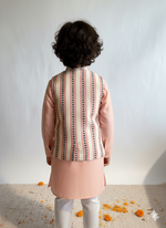 Load image into Gallery viewer, Kids Peach Nehru Jacket Set - Indian Ethnic Wear - CuddlesClothing