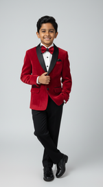 Load image into Gallery viewer, Boy's 4 pc Red Velvet Tuxedo - CuddlesClothing