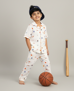 Load image into Gallery viewer, Organic Cotton Basketball Print Kids Nightsuit - CuddlesClothing
