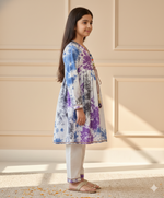 Load image into Gallery viewer, Girls Purple Tie and Dye Kurta & Pant Set - CuddlesClothing