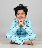 Load image into Gallery viewer, Boys Light Blue Mickey Mouse Print Cotton Nightsuit - CuddlesClothing